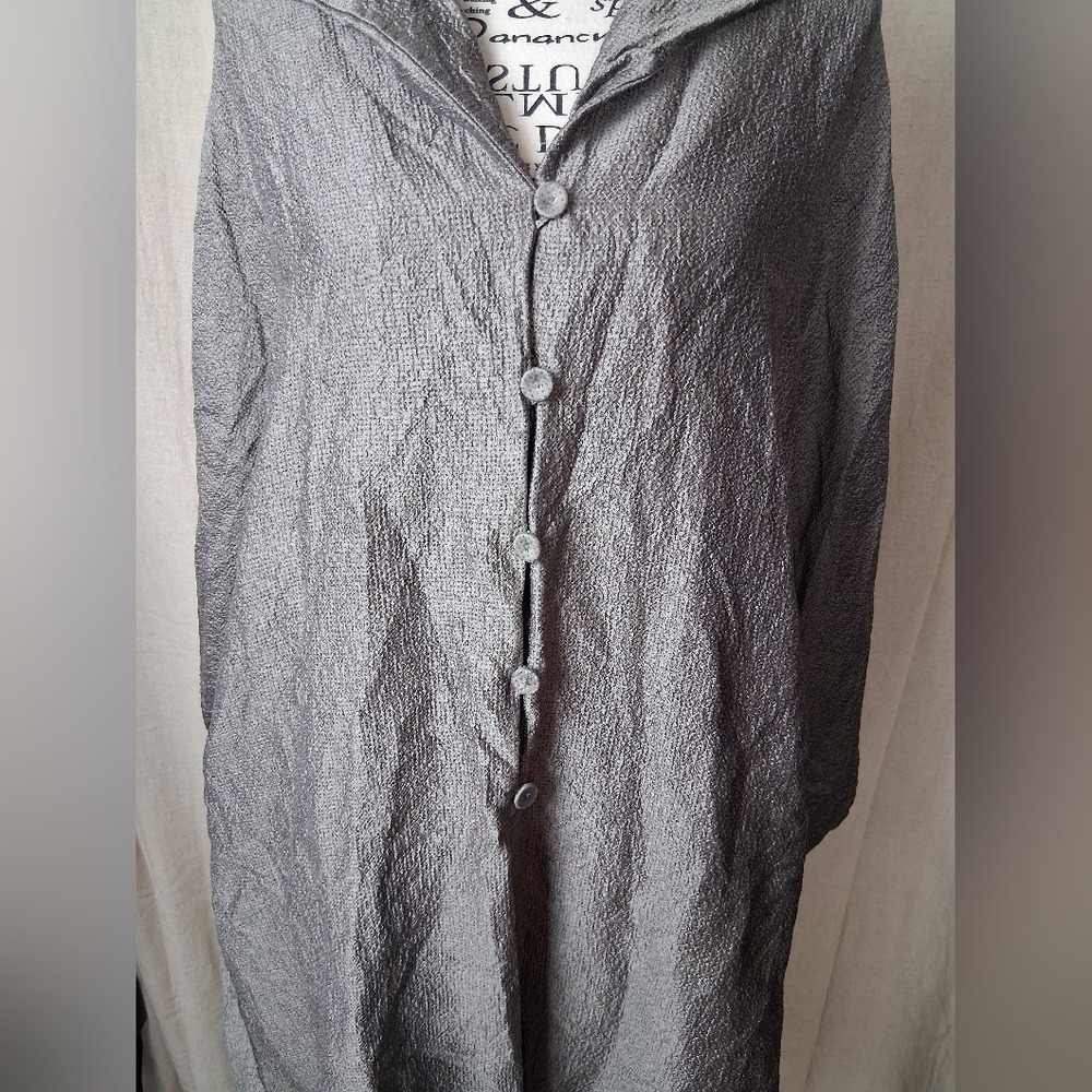Eileen Fisher Small Long Sleeve Button Up Jacket Gray Brown NWOT - Picture 2 of 8